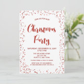 Invitation confetti blanc et rouge Fête de Noël moderne (Debout devant)