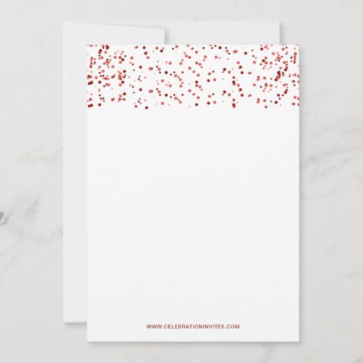 Invitation confetti blanc et rouge Fête de Noël moderne (Dos)
