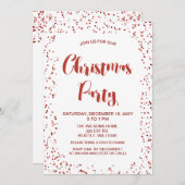 Invitation confetti blanc et rouge Fête de Noël moderne (Devant / Derrière)