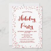 Invitation Confetti blanc et rouge Fête moderne (Devant)