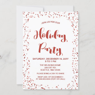 Invitation Confetti blanc et rouge Fête moderne