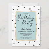 Invitation Confetti bleu clair Pois fête d'anniversaire (Devant)