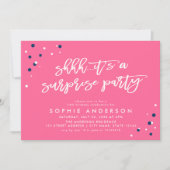 Invitation Confetti bleu rose C'est un anniversaire de fête s (Devant)