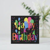 Invitation Confetti, Casquettes de fête et Balloons Arrière - (Debout devant)