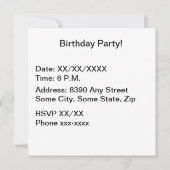 Invitation Confetti, Casquettes de fête et Balloons Arrière - (Dos)