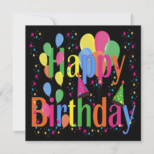 Invitation Confetti, Casquettes de fête et Balloons Arrière - (Devant)