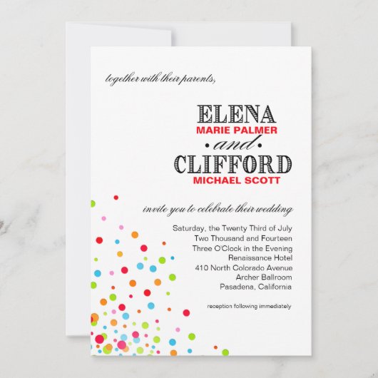 Invitation Confetti Celebration Mariage multicolore (Devant)