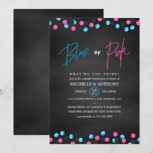 Invitation Confetti Chalkboard Blue or rose Genre Reveilla