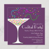 Invitation Confetti Cocktail Party (Devant / Derrière)
