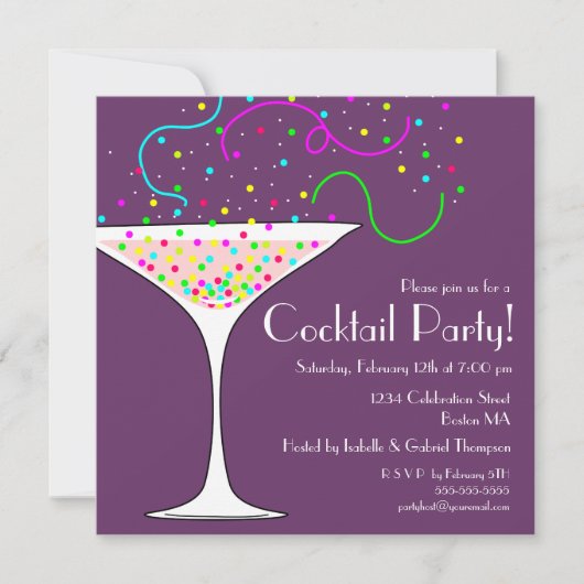 Invitation Confetti Cocktail Party (Devant)