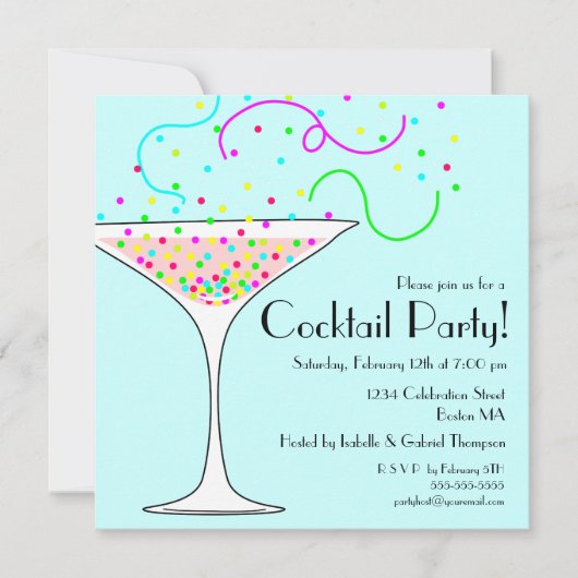 Invitation Confetti Cocktail Party (Devant)