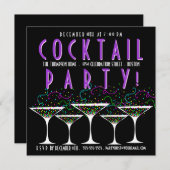 Invitation Confetti Cocktail Party (Devant / Derrière)