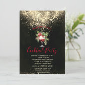 Invitation  Confetti Cocktail Poinsettia Christmas Party (Debout devant)
