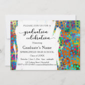 Invitation Confetti coloré & Brushstrokes Graduation Party (Devant)