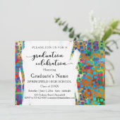Invitation Confetti coloré & Brushstrokes Graduation Party (Debout devant)