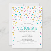 Invitation Confetti coloré fête d'anniversaire (Devant)