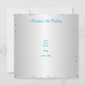 Invitation Confetti couleur blanc argenté 21e anniversaire (Dos)