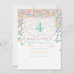 Invitation Confetti couleur pastel   Fête d'anniversaire pour