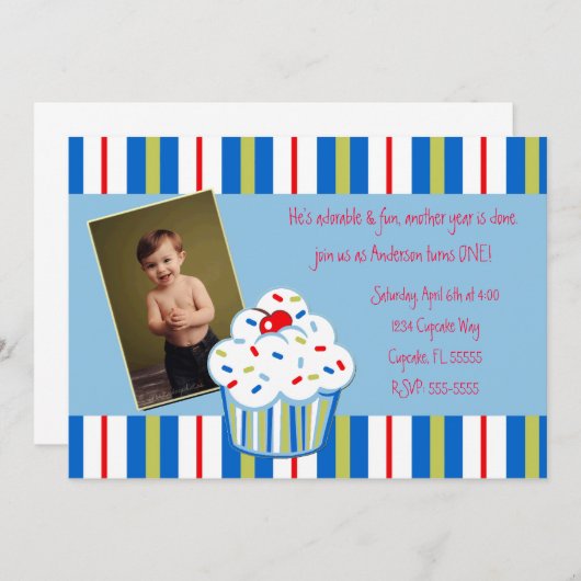 Invitation Confetti Cupcake (Devant / Derrière)