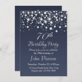 Invitation Confetti d'argent 70e anniversaire de fête Invitat (Devant / Derrière)