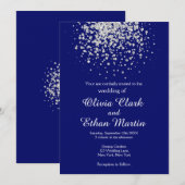 Invitation Confetti d'argent moderne sur Royal Blue (Devant / Derrière)