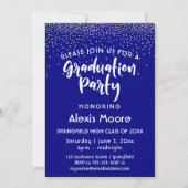 Invitation Confetti d'argent sur la marine, Graduation Party  (Devant)