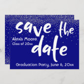 Invitation Confetti d'argent sur la marine, moderne Enregistr (Devant / Derrière)