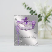 Invitation Confetti d'argent violet mascarade (Debout devant)