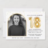 Invitation Confetti de ballon doré moderne pour les 18 ans (Devant)