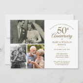 Invitation Confetti de coeur doré pour 50e anniversaire 3 pho (Devant)