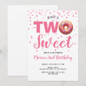 Invitation Confetti de Donut Rose Douce 2e anniversaire (Devant / Derrière)