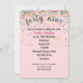 Invitation Confetti de fête du 49e anniversaire en rose (Devant)