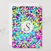 Invitation Confetti de jeu multicolore de Néon (Dos)