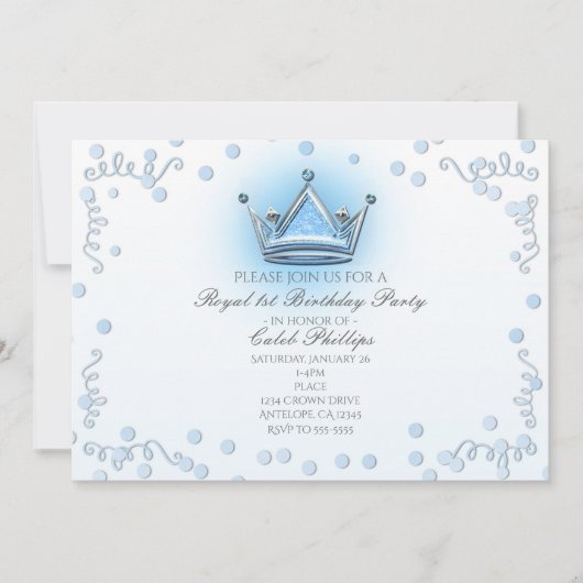 Invitation Confetti de la Couronne Blue & Silver (Devant)