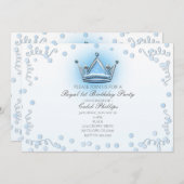Invitation Confetti de la Couronne Blue & Silver (Devant / Derrière)