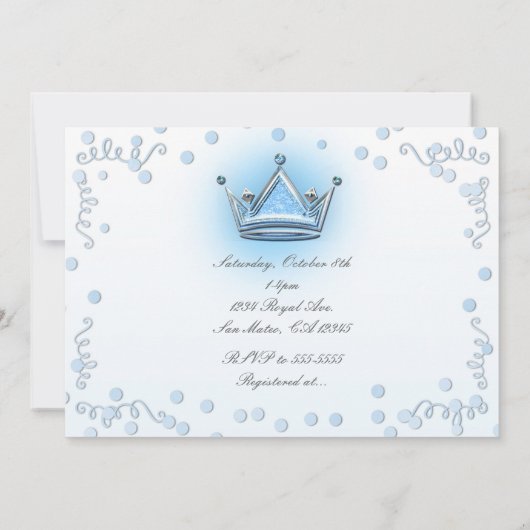 Invitation Confetti de la Couronne Blue & Silver (Dos)