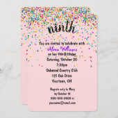Invitation Confetti de la fête du 9e anniversaire (Devant / Derrière)