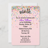 Invitation Confetti de la fête du 9e anniversaire (Devant)