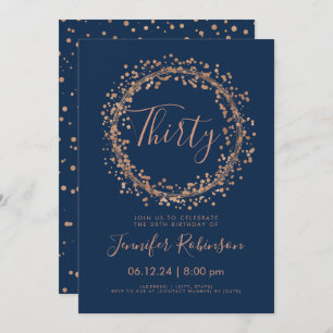 Invitation Confetti de la Gold Navy Rose du 30e anniversaire