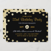 Invitation Confetti de la Parties scintillant d'or de la fête (Devant / Derrière)