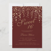 Invitation confetti de parties scintillant d'or sur sweet six (Devant)