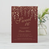 Invitation confetti de parties scintillant d'or sur sweet six (Debout devant)