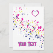Invitation Confetti diagonale rose-jaune-bleu (Devant)