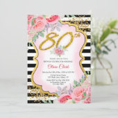 Invitation Confetti d'or à la florale rose 90e anniversaire (Debout devant)