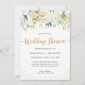 Invitation Confetti d'or + Couples floraux blancs (Devant)