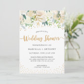 Invitation Confetti d'or + Couples floraux blancs (Debout devant)