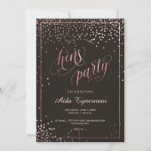 Invitation Confetti d'or du PixDezines Hens Party Faux Rose (Devant)
