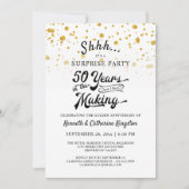 Invitation Confetti d'or du Surprise Party du 50e anniversair (Devant)