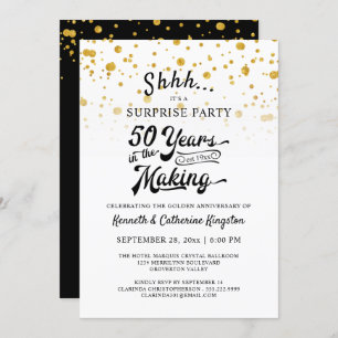 Invitation Confetti d'or du Surprise Party du 50e anniversair