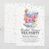 Invitation Confetti d'or | Fête du thé à la Fête des mariées (Devant / Derrière)